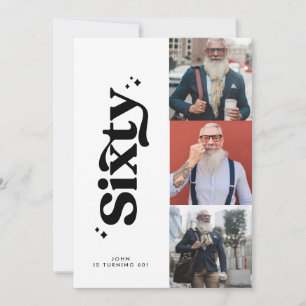 60th Birthday invite modern minimal simple photo