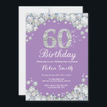 60th Birthday Lavender and Silver Diamond Invitation<br><div class="desc">60th Birthday Invitation. Lavender and Silver Rhinestone Diamond. Elegant Birthday Bash invite. Adult Birthday. Women Birthday. Men Birthday. For further customisation,  please click the "Customise it" button and use our design tool to modify this template.</div>