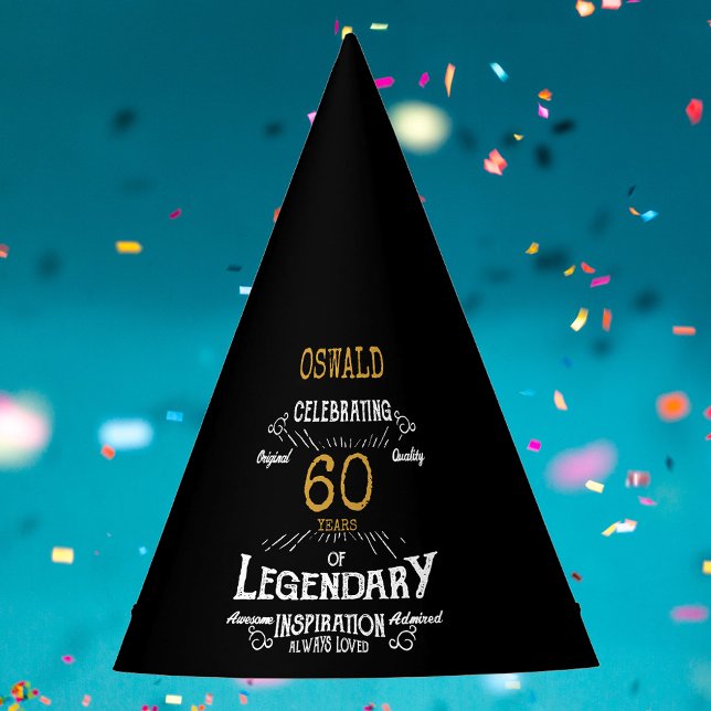 60th Birthday Legendary Black Gold Retro Party Hat (60th Birthday Legendary Black Gold Retro Party Hat
)