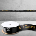 60th Birthday Legendary Black Gold Retro Satin Ribbon<br><div class="desc">For those celebrating their 60th birthday we have the ideal birthday party ribbon with a vintage feel. The black background with a white and gold vintage typography design design is simple and yet elegant with a retro feel. Easily customise the text of this birthday gift using the template provided. Part...</div>