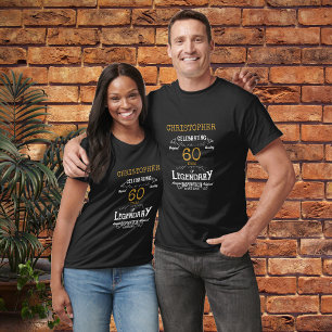 60th Birthday Legendary Black Gold Retro T-Shirt