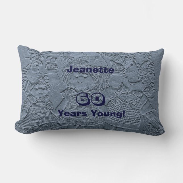 60th Birthday Light Silver Blue Dolls Pillow (Front)