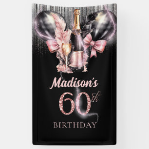 60th Birthday Luxury Rose Wine Party Sign