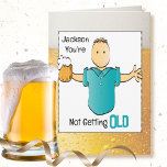 60th Birthday Male Cartoon Beer Snarky Old Age Fun Card<br><div class="desc">This snarky 60th male cartoon birthday card seems to be complimentary but wait for the punchline! This snarky card can be personalised with his name to add a custom touch!</div>