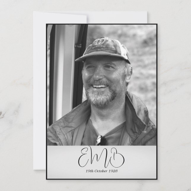 60th Birthday Male Stylish Photo Monogram Birthday Invitation (Back)