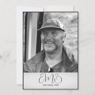 60th Birthday Male Stylish Photo Monogram Birthday Invitation