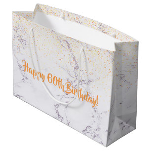 60th Birthday marble gold glitter Large Gift Bag