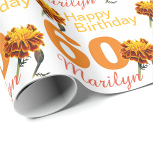 60th birthday marigold flower name gift wrap