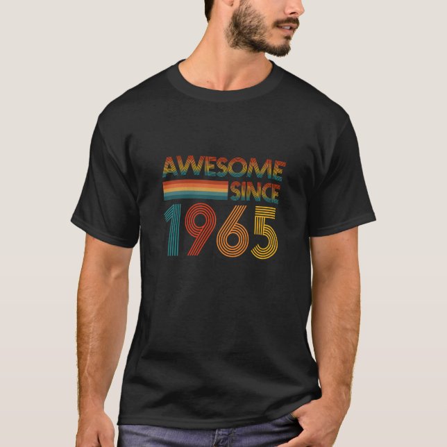 60th Birthday Men Women Retro Awesome Since 1965 S T-Shirt (Front)