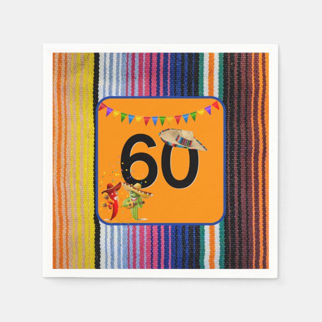 60th Birthday Mexican Design Napkin (Front)