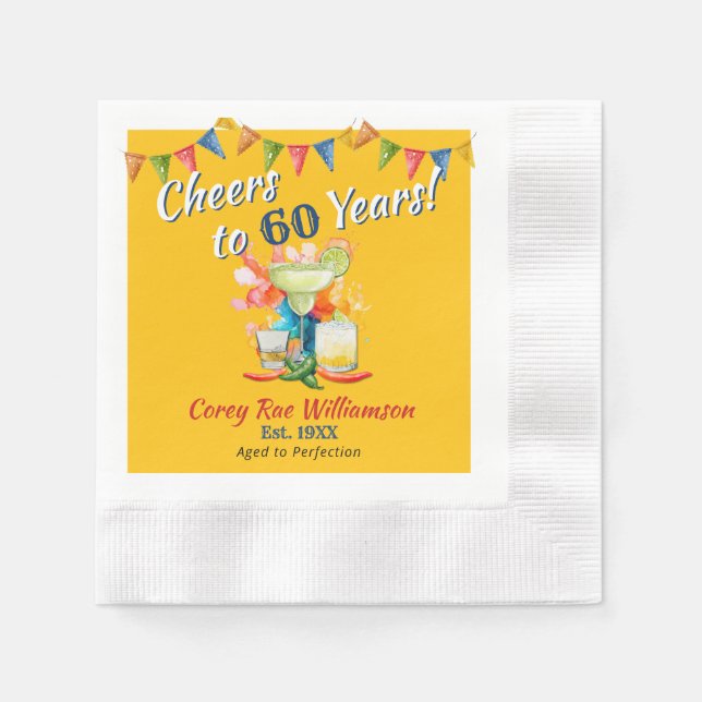 60th Birthday Mexican Fiesta Cheers to 60 Years Napkin (Front)