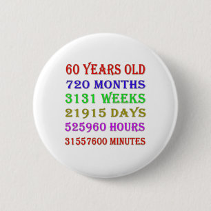 60th Birthday Milestones 6 Cm Round Badge