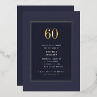 60th Birthday Minimal Elegant Dark Gold Frame