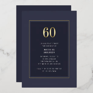 60th Birthday Minimal Elegant Dark Gold Frame