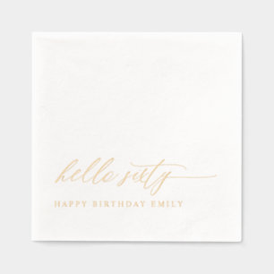 60th Birthday Modern Elegant Gold Hello Sixty Foil Napkins
