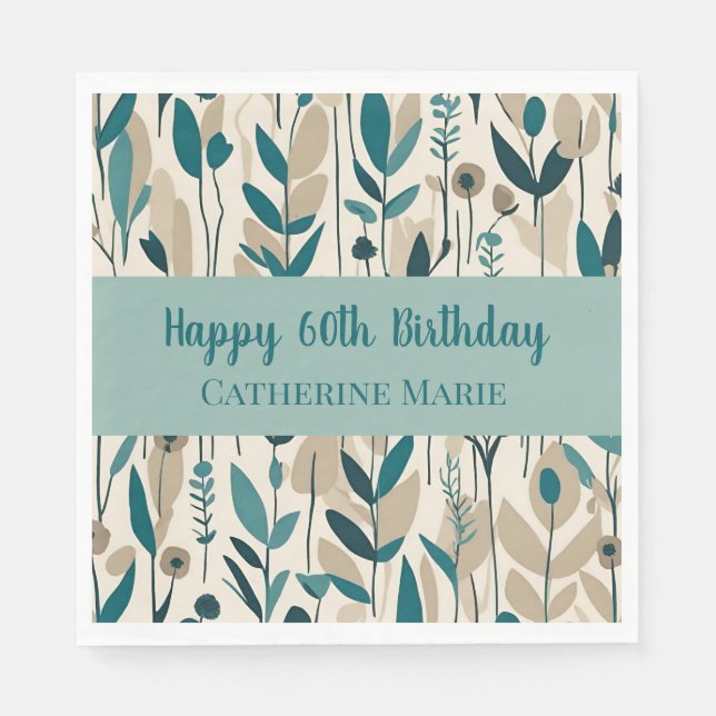 60th Birthday Modern  Napkin (Front)