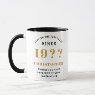 60th Birthday Monogram And Year Black Gold Mug