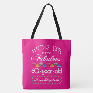 60th Birthday Most Fabulous Colourful Gems Pink Tote Bag