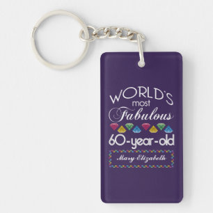 60th Birthday Most Fabulous Colourful Gems Purple Key Ring