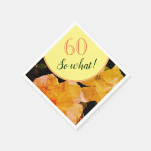 60th Birthday Motivational Yellow Roses Party Napkin