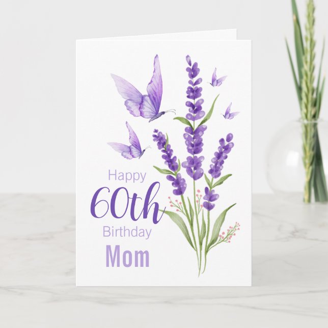 60th Birthday Mum Lavender-scented Butterfly  Card (Front)