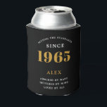 60th Birthday Name 1965 Black Gold Elegant Chic Can Cooler<br><div class="desc">A personalised elegant can cooler that is easy to customise for that special birthday party occasion.</div>