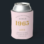 60th Birthday Name 1965 Pink Grey Elegant Chic Can Cooler<br><div class="desc">A personalised elegant can cooler that is easy to customise for that special birthday party occasion.</div>