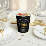 60th Birthday Name 1966 Black Gold Elegant Chic Paper Cups<br><div class="desc">Sophisticated 60th Birthday Unique Black & Gold Party Paper Cups. Celebrating a milestone birthday should be a memorable experience, and what better way to ensure that than with our sophisticated black and gold 60th Birthday Party Paper Cups? Designed in sleek black with an elegant gold highlight, these cups are printed...</div>