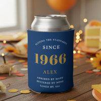 60th Birthday Name 1966 Blue Gold Elegant Chic