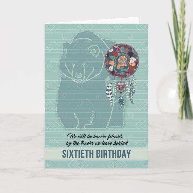 60th Birthday Native American Bear Card (Front)
