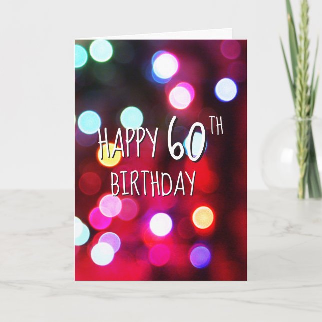 60th Birthday Neon Party Lights Card (Front)