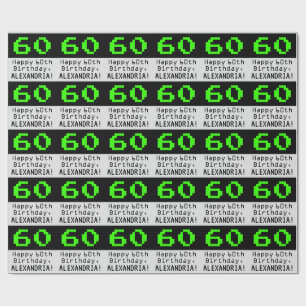 60th Birthday - Nerdy / Geeky Style "60" and Name Wrapping Paper