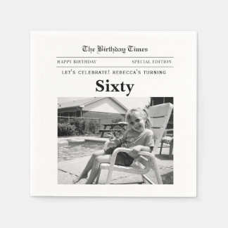 60th Birthday Newspaper Napkin