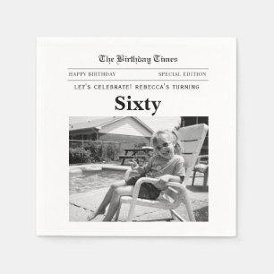 60th Birthday Newspaper Paper Napkins