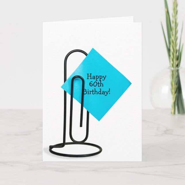 60th Birthday note on paper clip Card (Front)