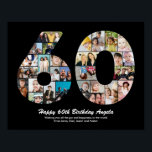 60th Birthday Number 60 Photo Collage Gift Poster<br><div class="desc">Mark years of wonderful memories and adventures with this captivating 60th Birthday Number Photo Collage. This customisable template is the perfect blend of creativity and sentiment, allowing you to create a truly memorable and personalised gift for your loved one's special day. Capture the essence of incredible years in a single...</div>