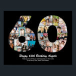 60th Birthday Number 60 Photo Collage Gift Poster<br><div class="desc">Mark years of wonderful memories and adventures with this captivating 60th Birthday Number Photo Collage. This customisable template is the perfect blend of creativity and sentiment, allowing you to create a truly memorable and personalised gift for your loved one's special day. Capture the essence of incredible years in a single...</div>