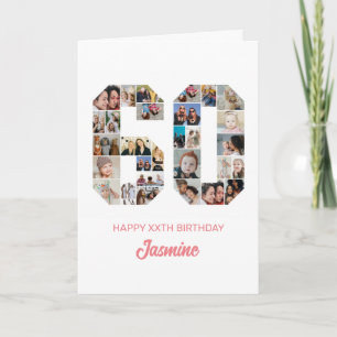 60th Birthday Number 60 Photo Collage Personalised Card
