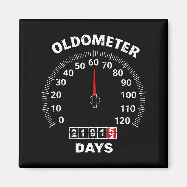60th birthday oldometer zero to 60 years car lover magnet (Front)