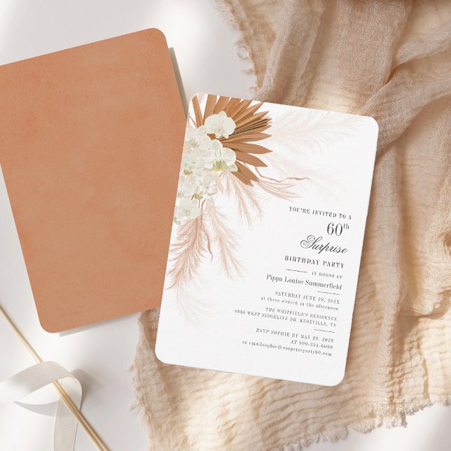 60th Birthday Pampas Grass Party Invitation (60th Birthday Pampas Grass Party Invitation)