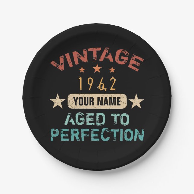 60th Birthday Party 1962 Add Your Name Paper Plate (Front)