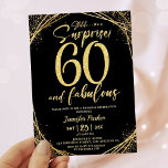 60th Birthday Party 60 Fabulous Black Gold Glitter Invitation<br><div class="desc">Throw a dazzling celebration with our "60th Birthday Party Elegant Modern Black & Gold Invitation!" Perfect for a glamourous and unforgettable event. Shop now and make the surprise truly sparkle! ✨🎉 Please note: The gold glitter effect is simulated,  no real glitter is used</div>