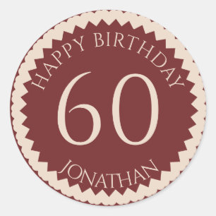 60th Birthday Party add your name any colour Classic Round Sticker