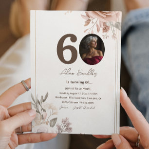 60th Birthday party and flowers floral invitations
