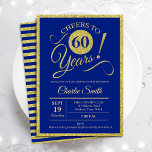 60th Birthday Party - ANY AGE Royal Blue Gold Invitation<br><div class="desc">60th birthday party invitation for men or women. Elegant invite card in royal blue with faux glitter gold foil. Features typography script font. Cheers to 60 years! Can be personalised into any year. Perfect for a milestone adult bday celebration.</div>