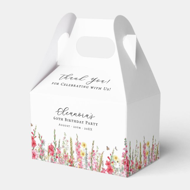 60th Birthday Party August Birth Month Flower Favour Box (Front Side)