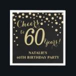 60th Birthday Party Black and Gold Diamond Napkins<br><div class="desc">60th Birthday Party Invitation with Black and Gold Glitter Diamond Background. Gold Confetti. Adult Birthday. Man or Woman Birthday. For further customisation,  please click the "Customise it" button and use our design tool to modify this template.</div>