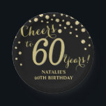 60th Birthday Party Black and Gold Diamond Paper Plate<br><div class="desc">60th Birthday Party Black and Gold Diamond Paper Plate</div>