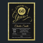 60th Birthday Party - Black Gold ANY AGE Invitation<br><div class="desc">60th Birthday Party Invitation in faux glitter gold and black. Cheers to 60 years!
Please message us if you need further customisation.</div>