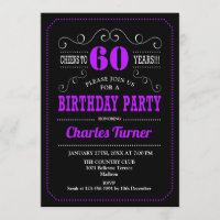 60th Birthday Party - Black Purple